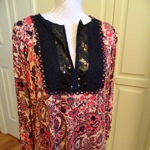 ChaCha Vente Size 1X Paisley Knit Top